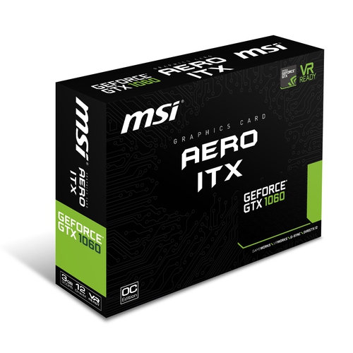 MSI Nvidia GeForce GTX1060 Aero ITX 3G OC  - 3Go - PCI-e 16X - HDMI DVI 2xDP