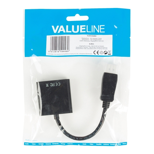 VALUELINE Câble DisplayPort (M) - DVI (F) 0.20m