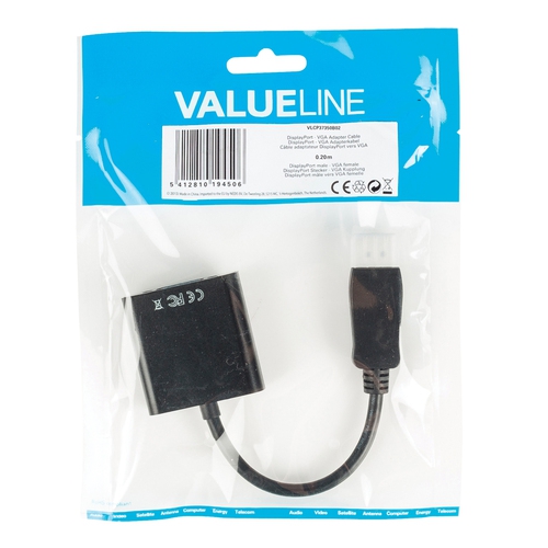 VALUELINE Câble DisplayPort (M) - VGA (F) 0.20m