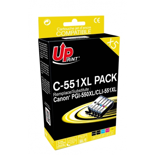 UPRINT Cartouches compatibles Canon CLI551XL - Pack de 5