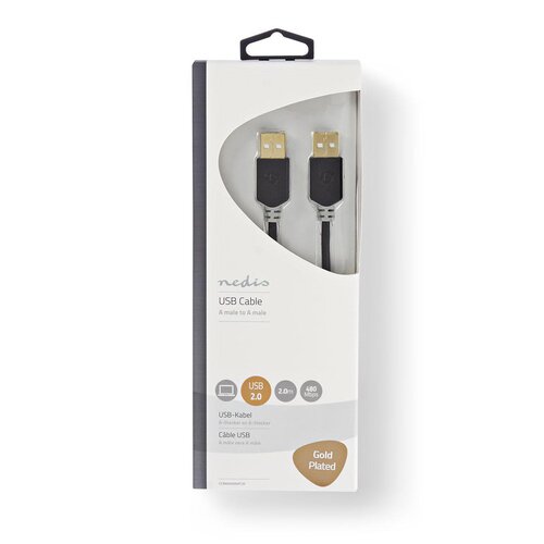 Nedis Câble USB-A (M-M) Plaqué Or 2.00m Noir